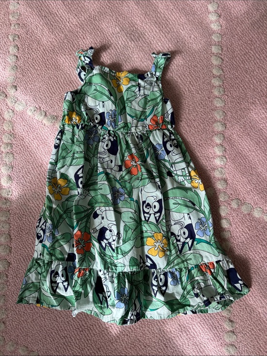 Bluey Other - Girls' Green Tropical Print Sleeveless Sundress